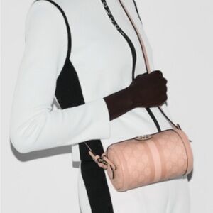 Gucci Ophidia Mini Pink Canvas Coated Barrel Shoulder Bag RARE!